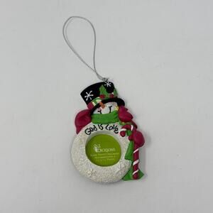 Dicksons Snoels God Is Love Snowman & Cardinal Resin Christmas Photo Ornament